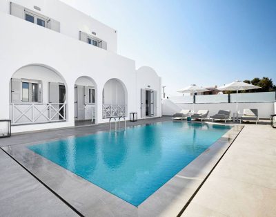 Lavish Santorini Villa | Aegean Serenity Villa | 3 Bedrooms | Private Heated Pool | Lovely Furnished Terrace | Shaded Outdoor Dining Area | Prime Location | Monolithos